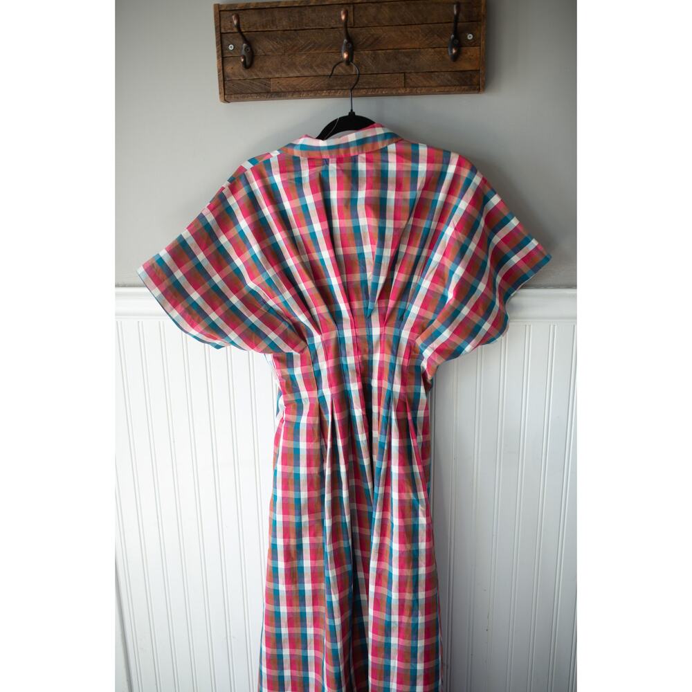 Anthropologie The Tobie Button-Front Pleated Shirt Dress by Exquise XS Plaid - Picture 3 of 4
